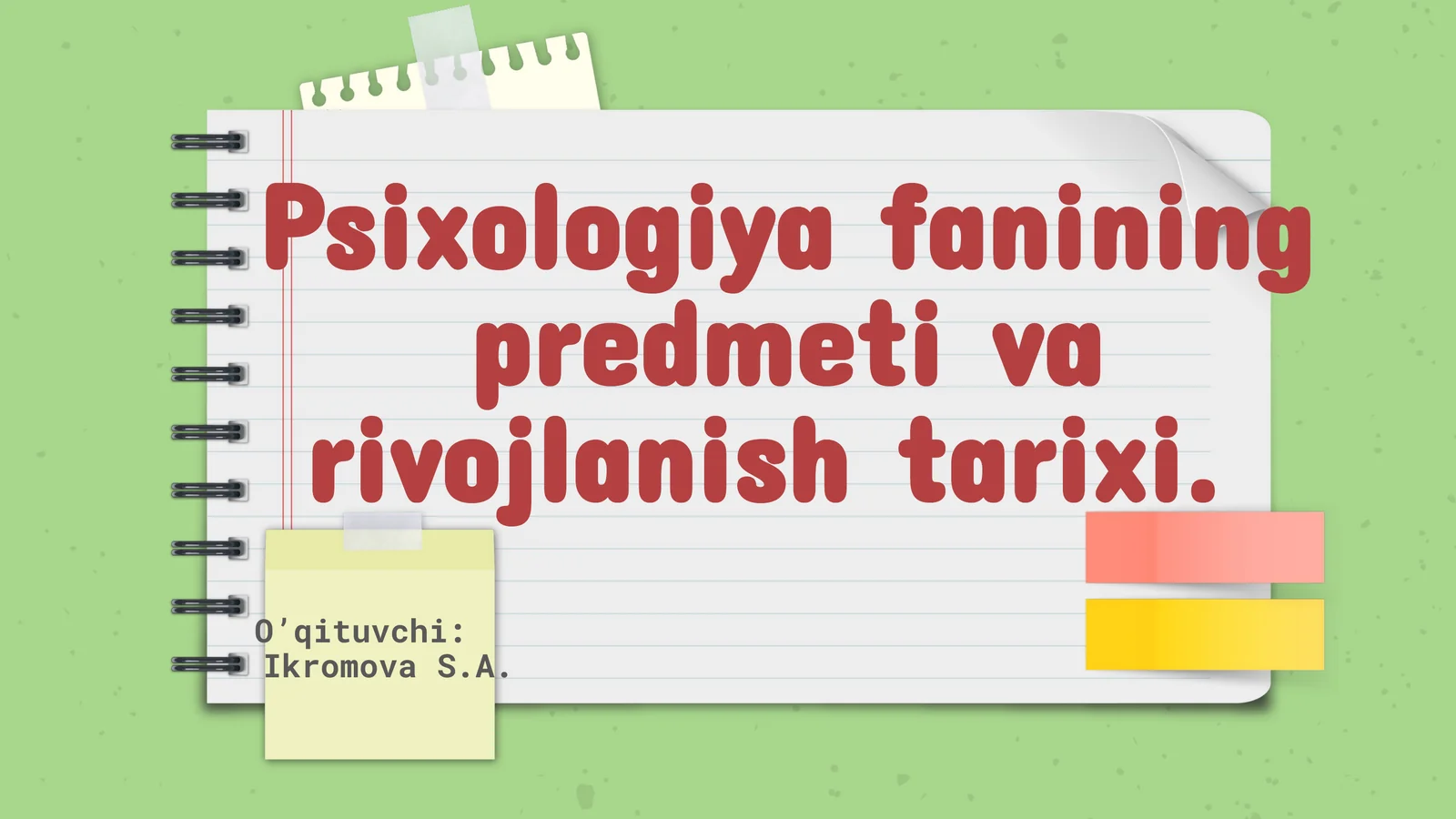 Psixologiyafanining predmeti va rivojlanish tarixi 1