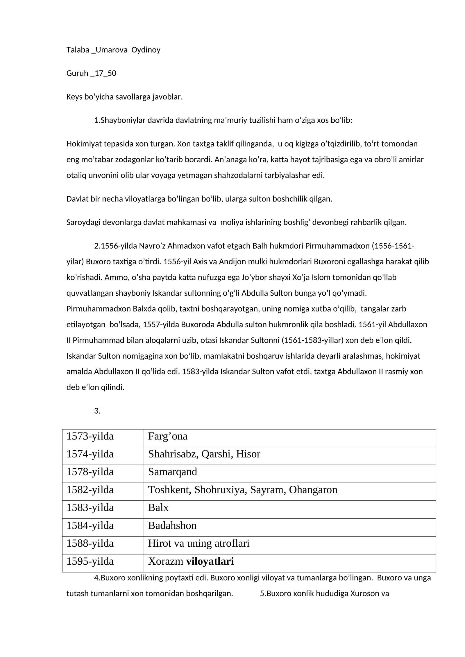Shayboniylar davrida davlatning ma’muriy tuzilishi 1