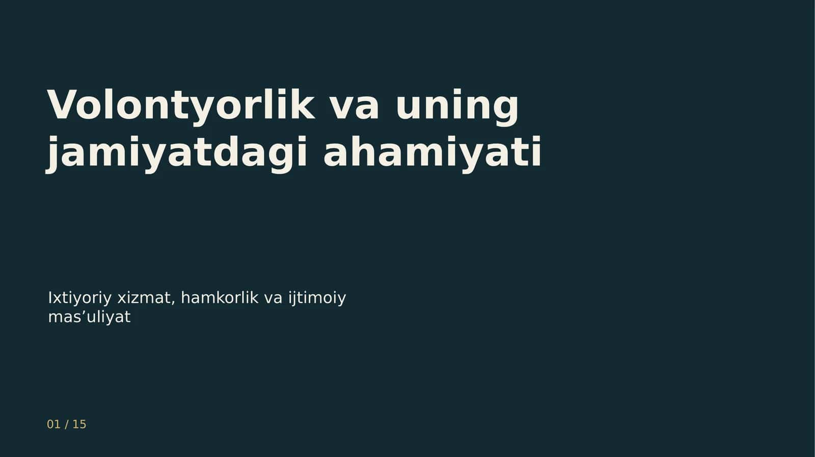 Volontyorlik va uning jamiyatdagi ahamiyati 1