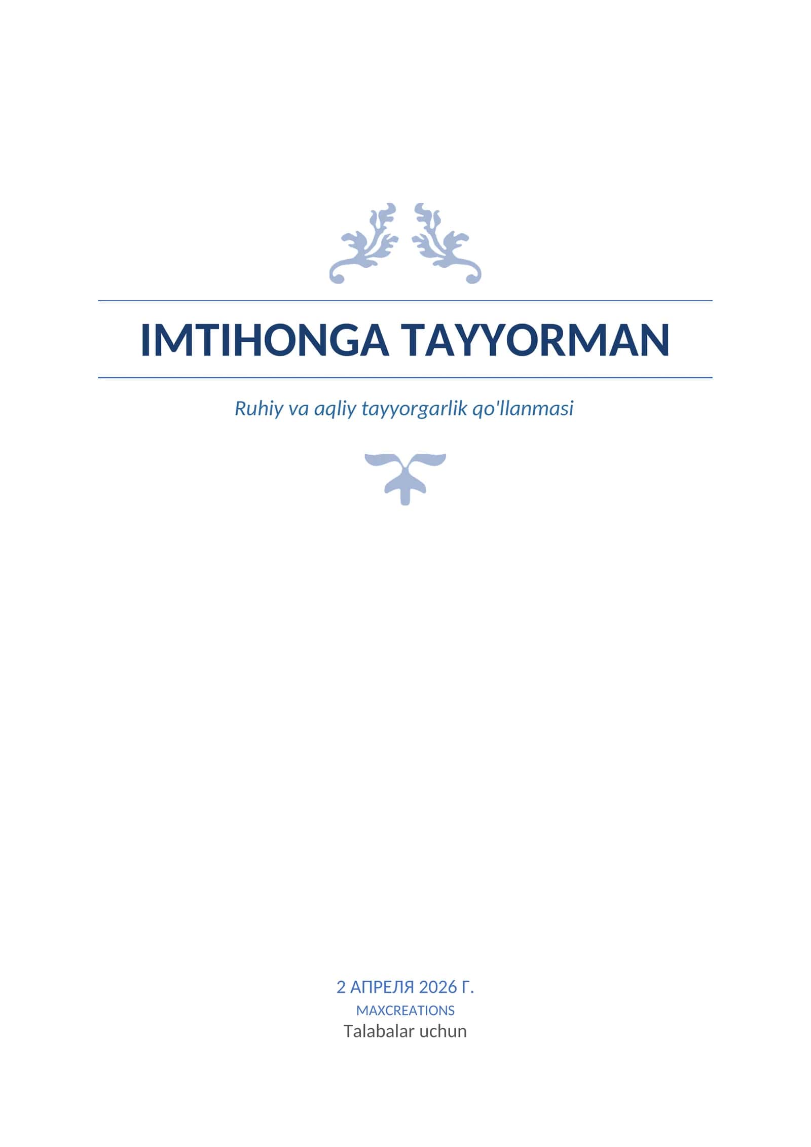 IMTIHONGA KIRISHDAN OLDIN QO'LANMANMA 1