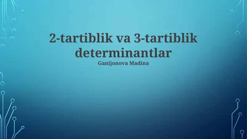 Kramer qoidasi 1