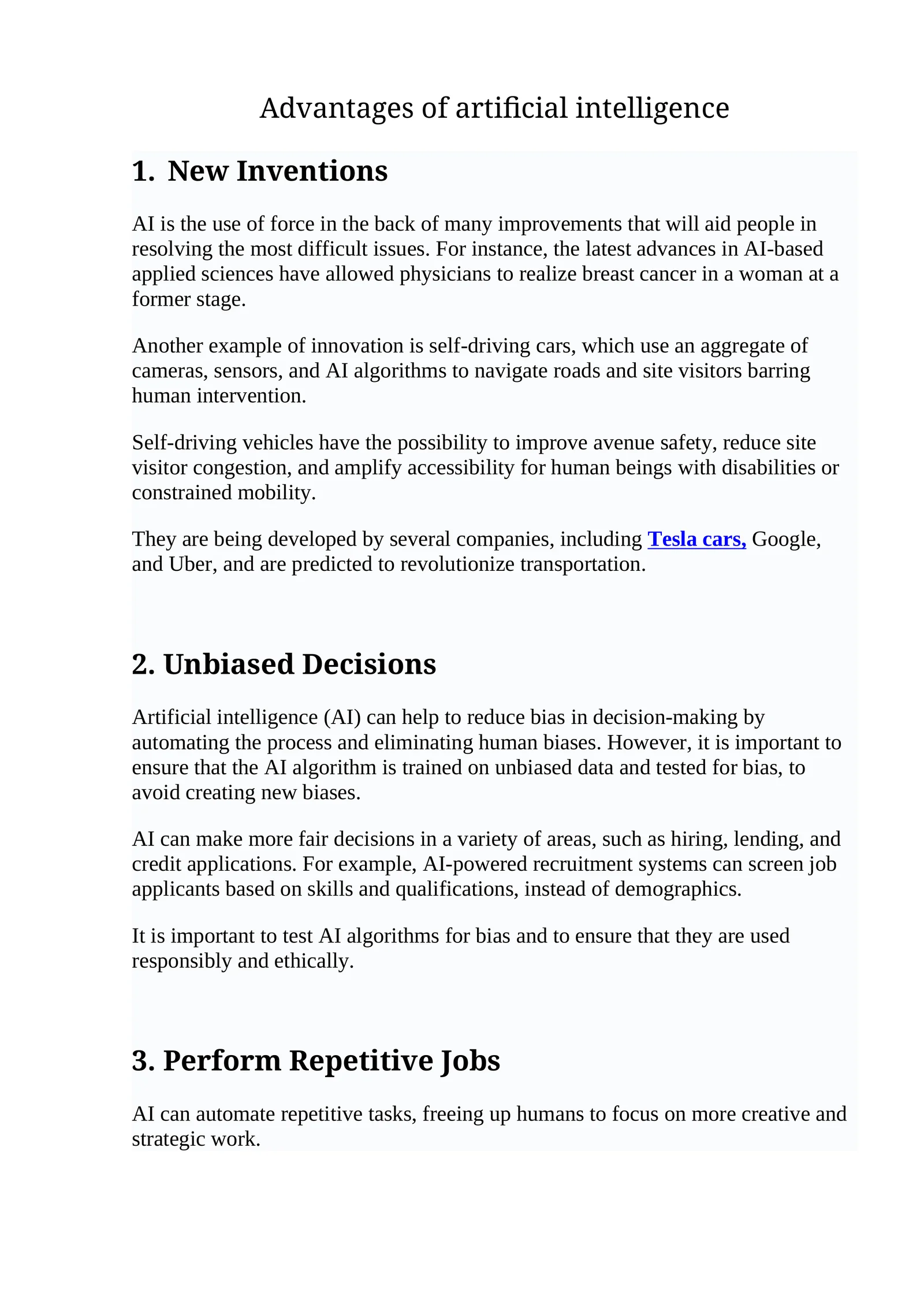 Advantages of artificial intelligence 1