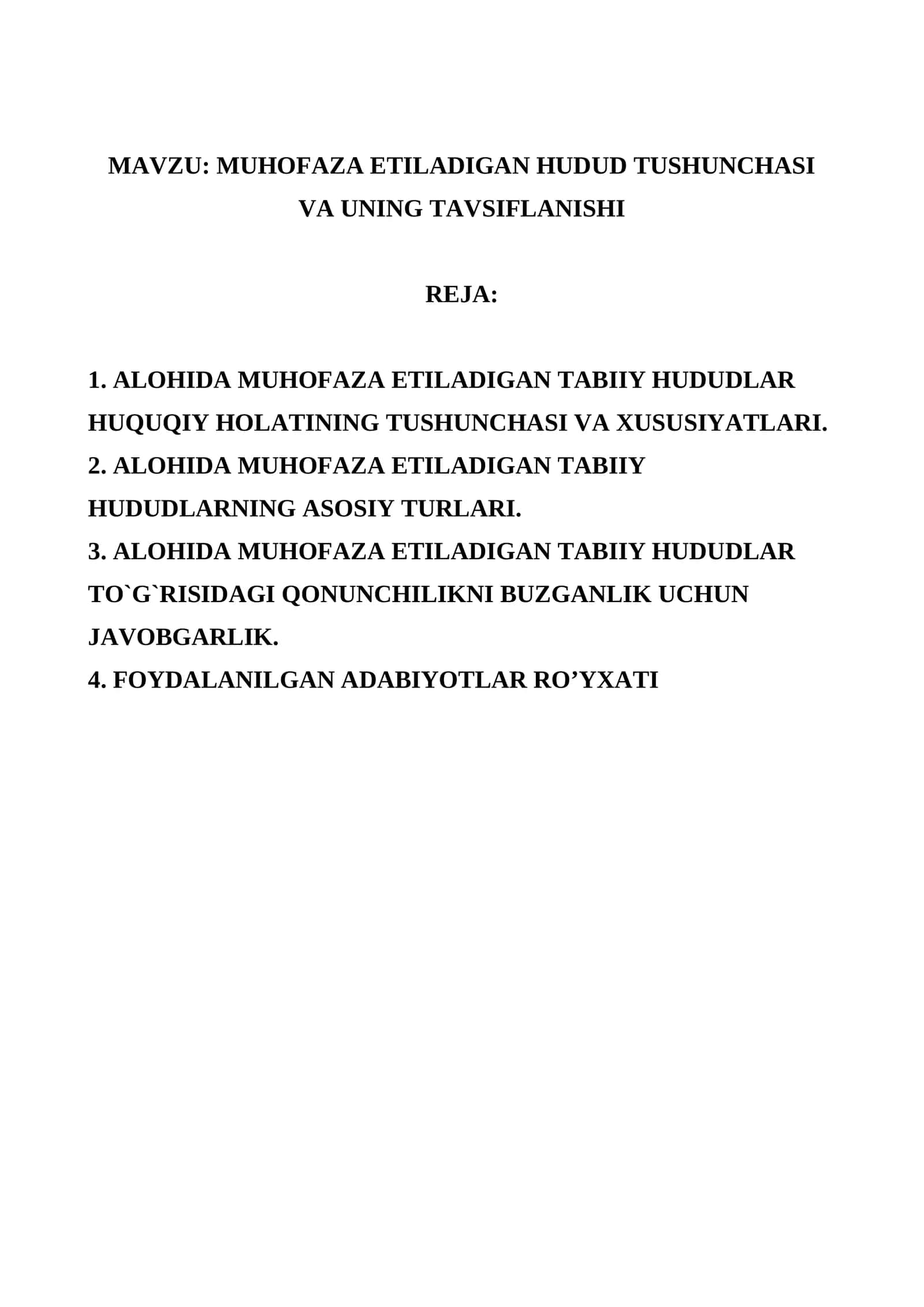 Muhofaza etiladigan hudud tushunchasi va uning tavsiflanishi 1