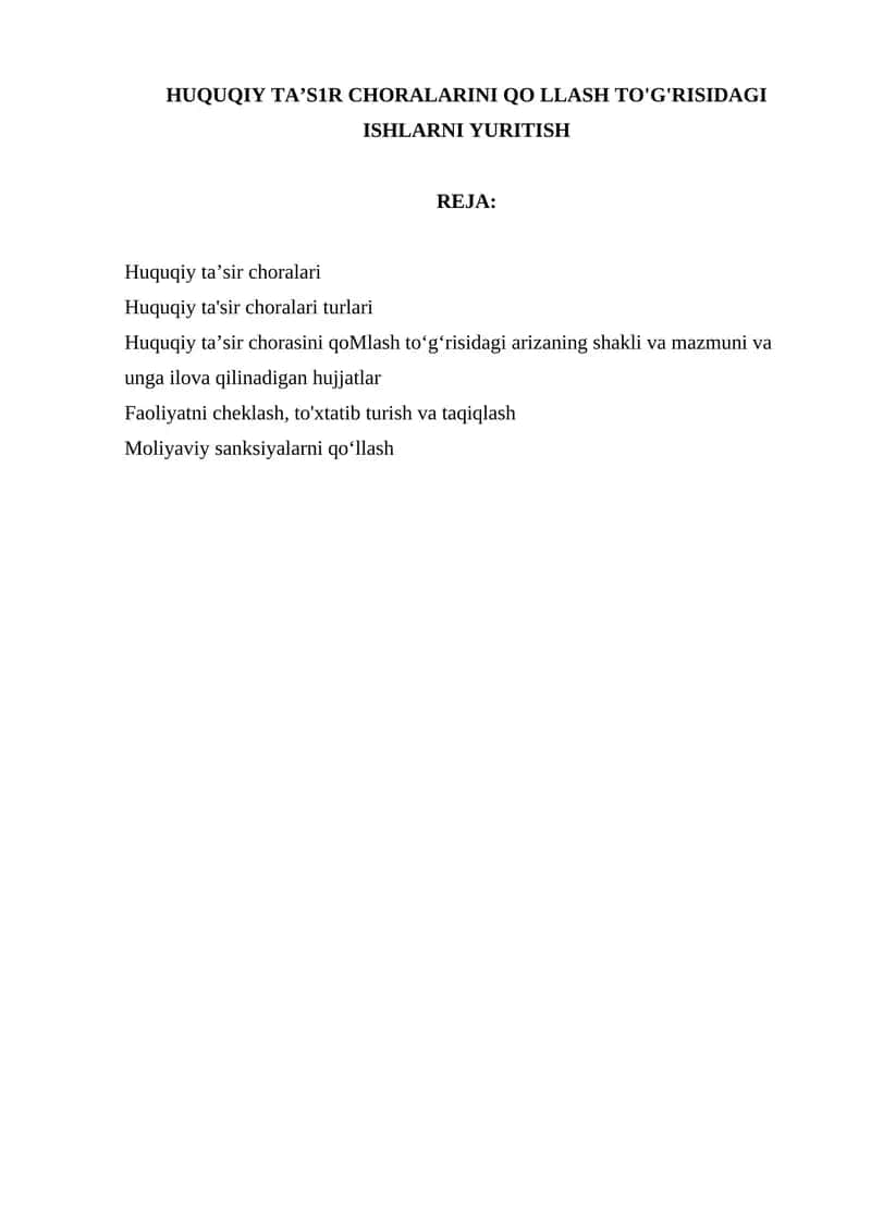 Huquqiy ta’sir choralari 1