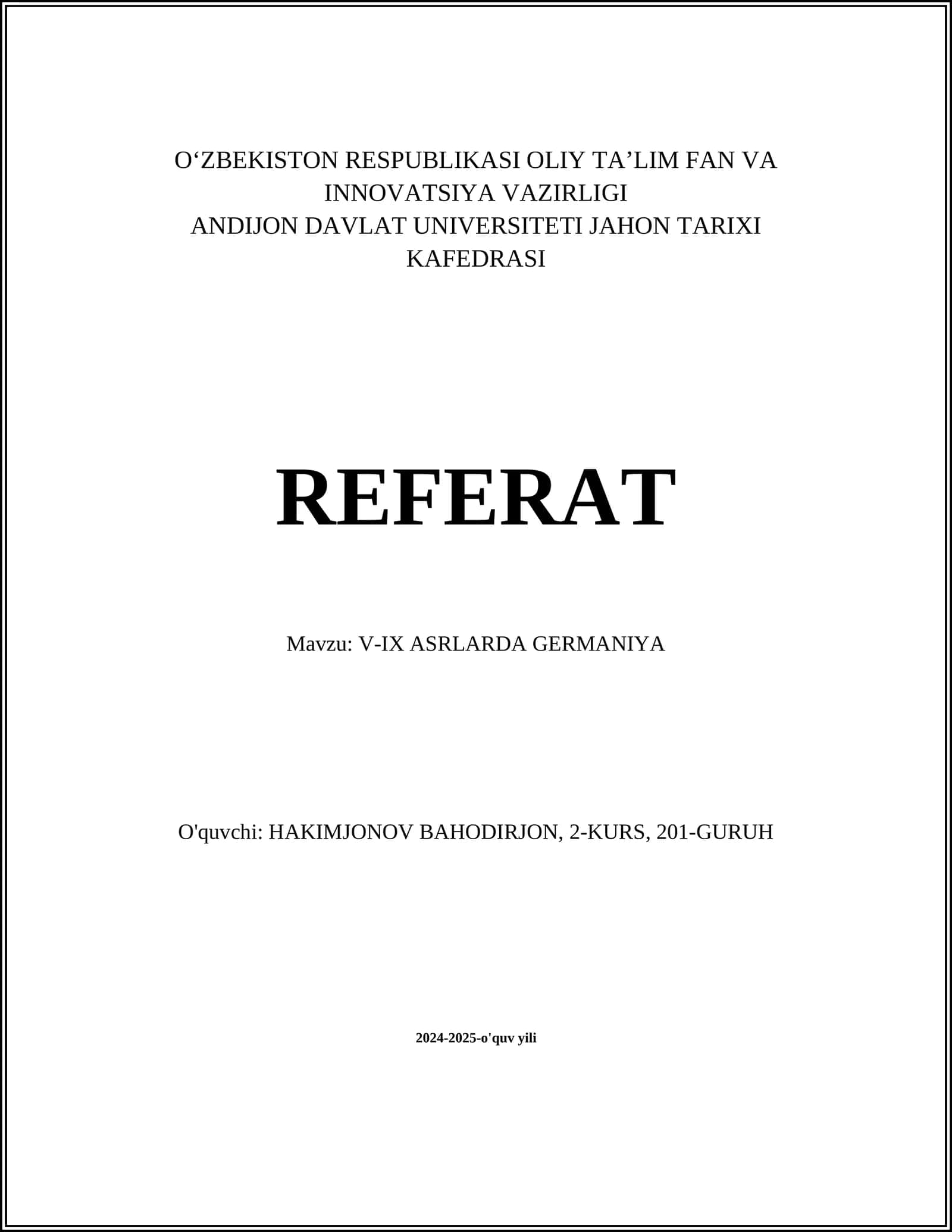 V-IX ASRLARDA GERMANIYA 1