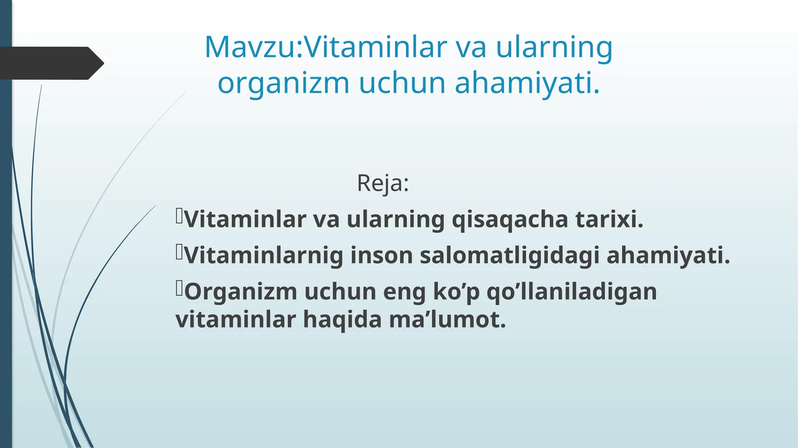 Vitaminlar va ularning organizm uchun ahamiyati 1