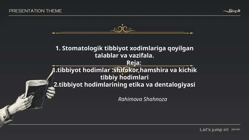 Stomatologik tibbiyot xodimlariga qoyilgan talablar va vazifalar 1