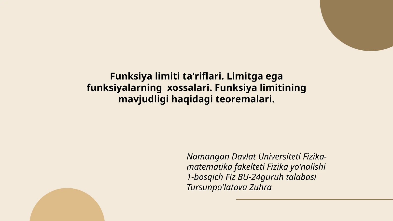 Funksiya limitlari 1