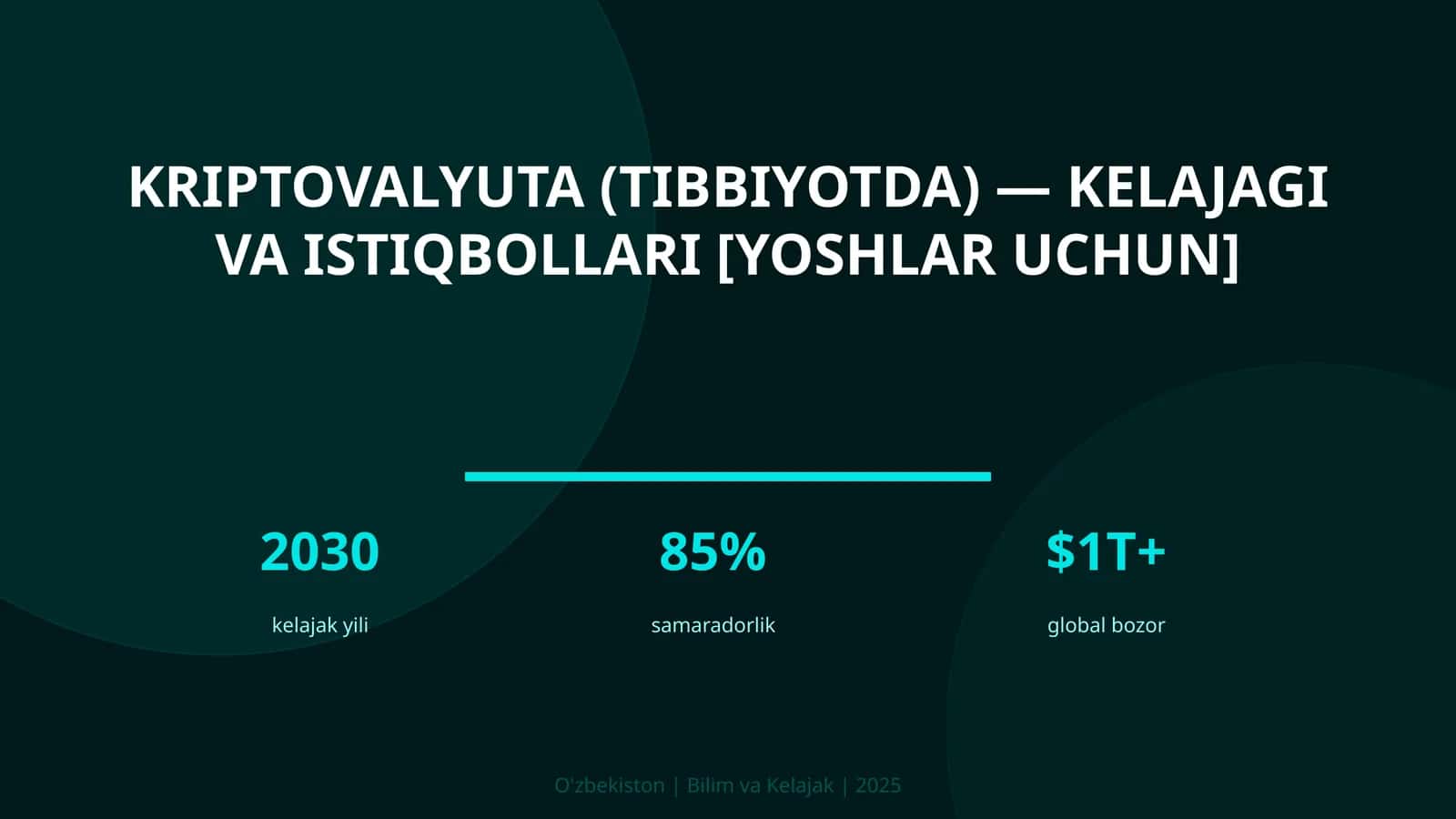 Kriptovalyuta (tibbiyotda) — kelajagi va istiqbollari (yoshlar uchun) 1
