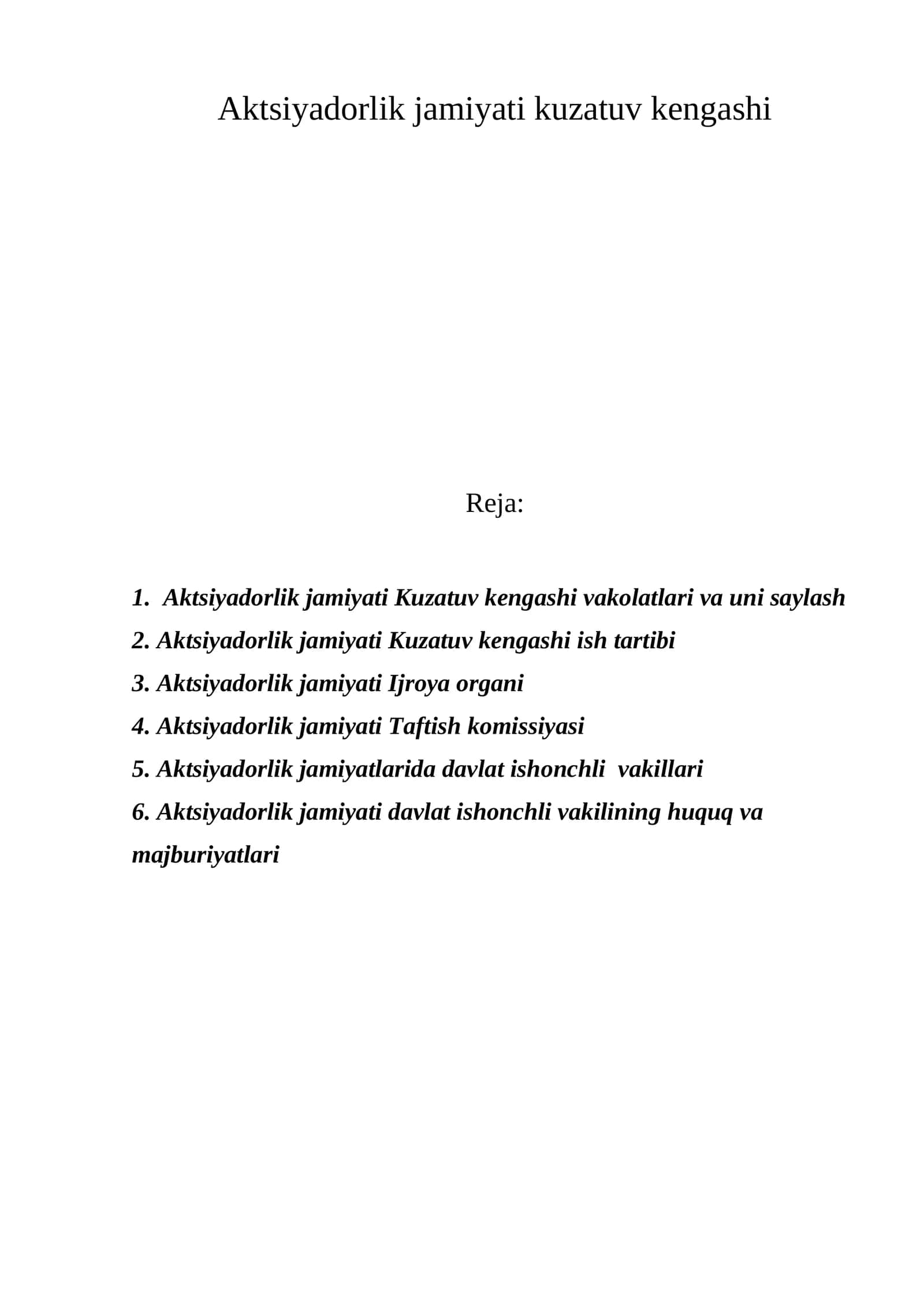 Aktsiyadorlik jamiyati Kuzatuv kеngashi 1