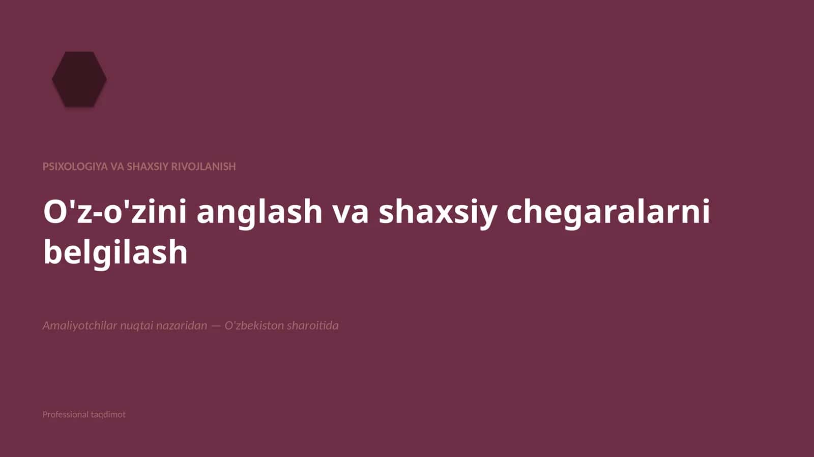 Psixologiya va shaxsiy rivojlanish 1