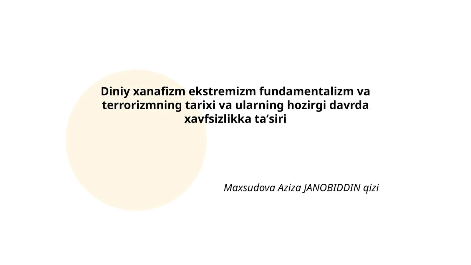 Diniy xanafizm ekstremizm fundamentalizm va terrorizmning tarixi va ularning hozirgi davrda xavfsizlikka taʼsiri 1