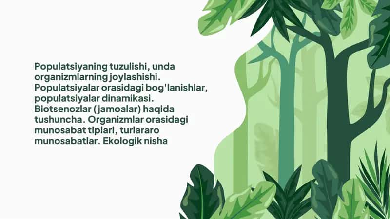 Populatsiya, Biotsenozlar va Ekologik Nishalar 1
