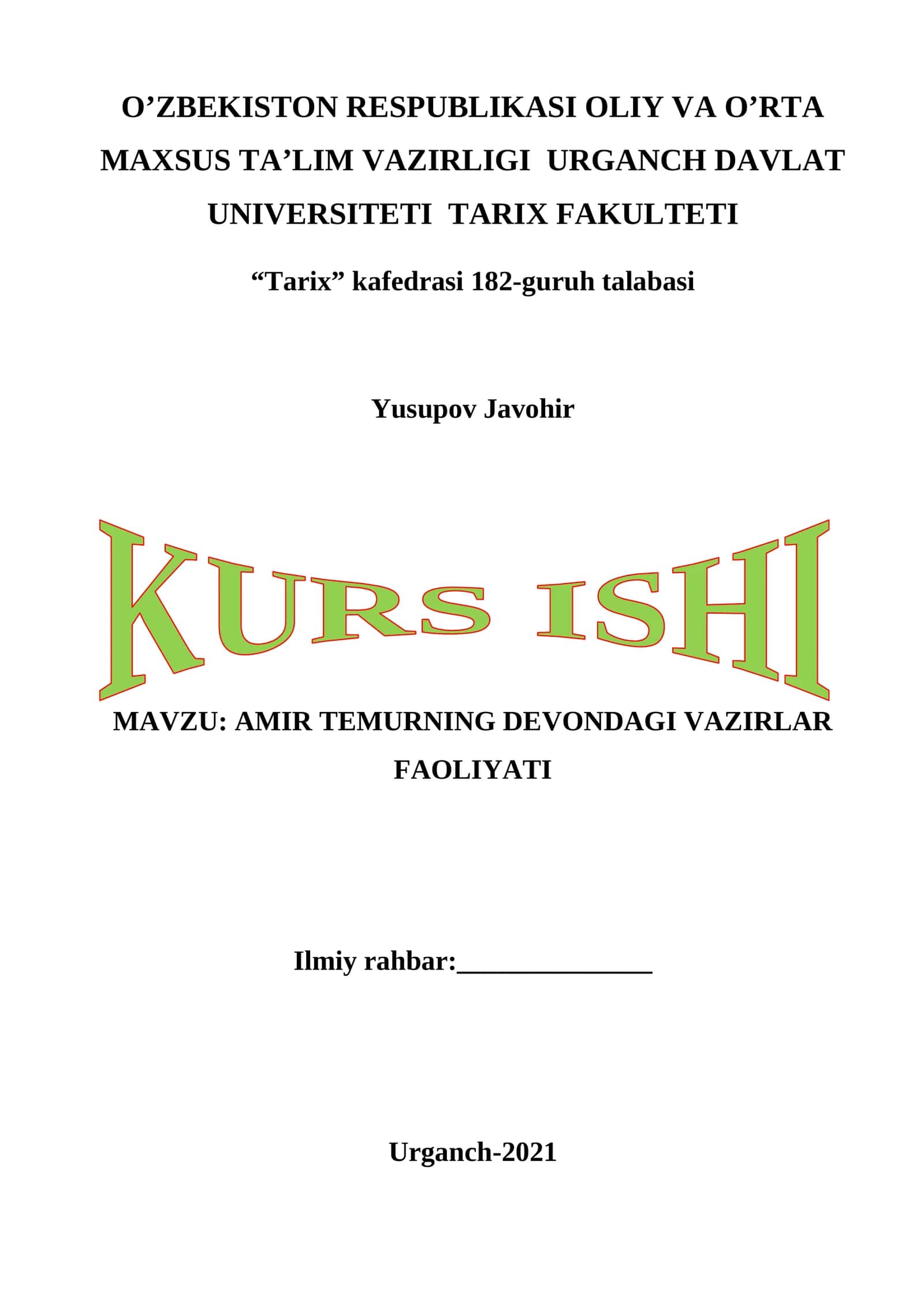 AMIR TEMURNING DEVONDAGI VAZIRLAR FAOLIYATI 1