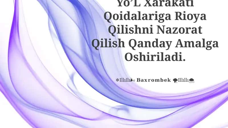 Yo’L Xarakati Qoidalariga Rioya Qilishni Nazorat Qilish 1
