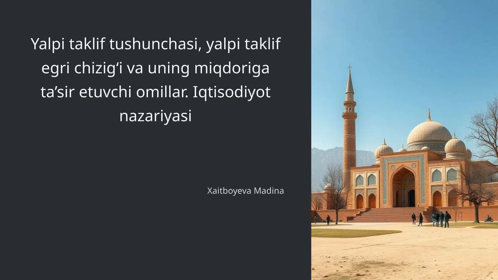 Yalpi taklif tushunchasi, yalpi taklif egri chizig‘i va uning miqdoriga ta’sir etuvchi omillar 1