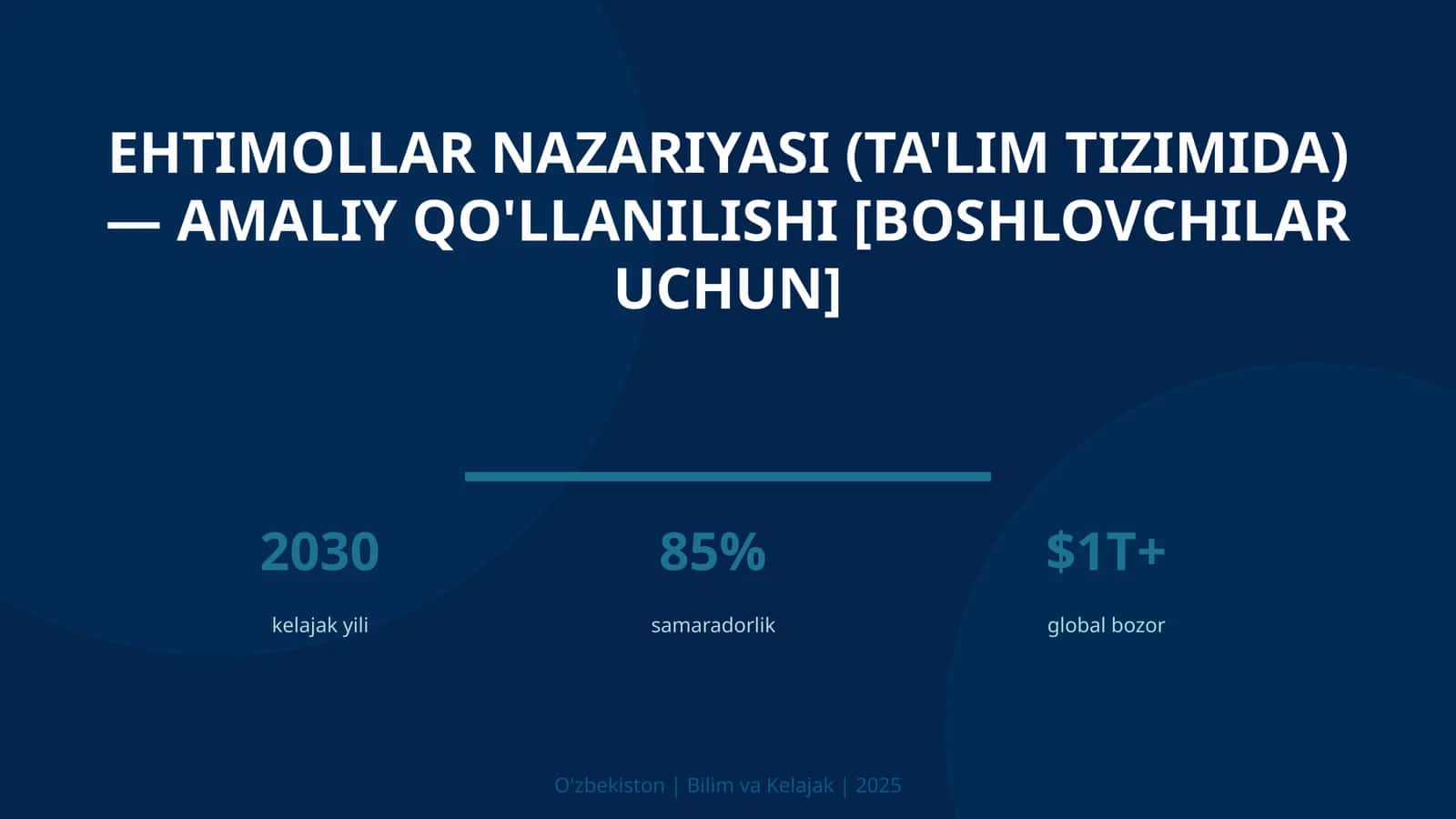 Ehtimollar nazariyasi (ta'lim tizimida) — amaliy qo'llanilishi [boshlovchilar uchun] 1