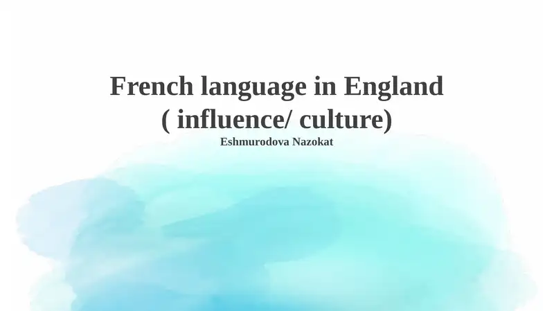 French language in England 1