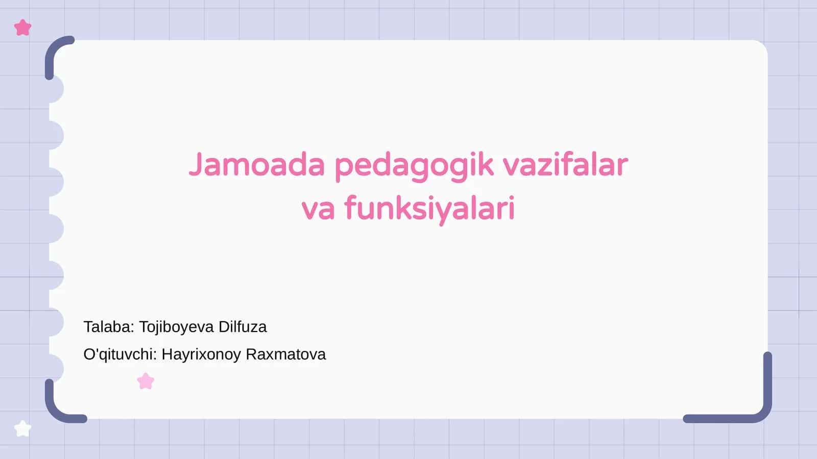 Jamoada pedagogik vazifalar va funksiyalari 1