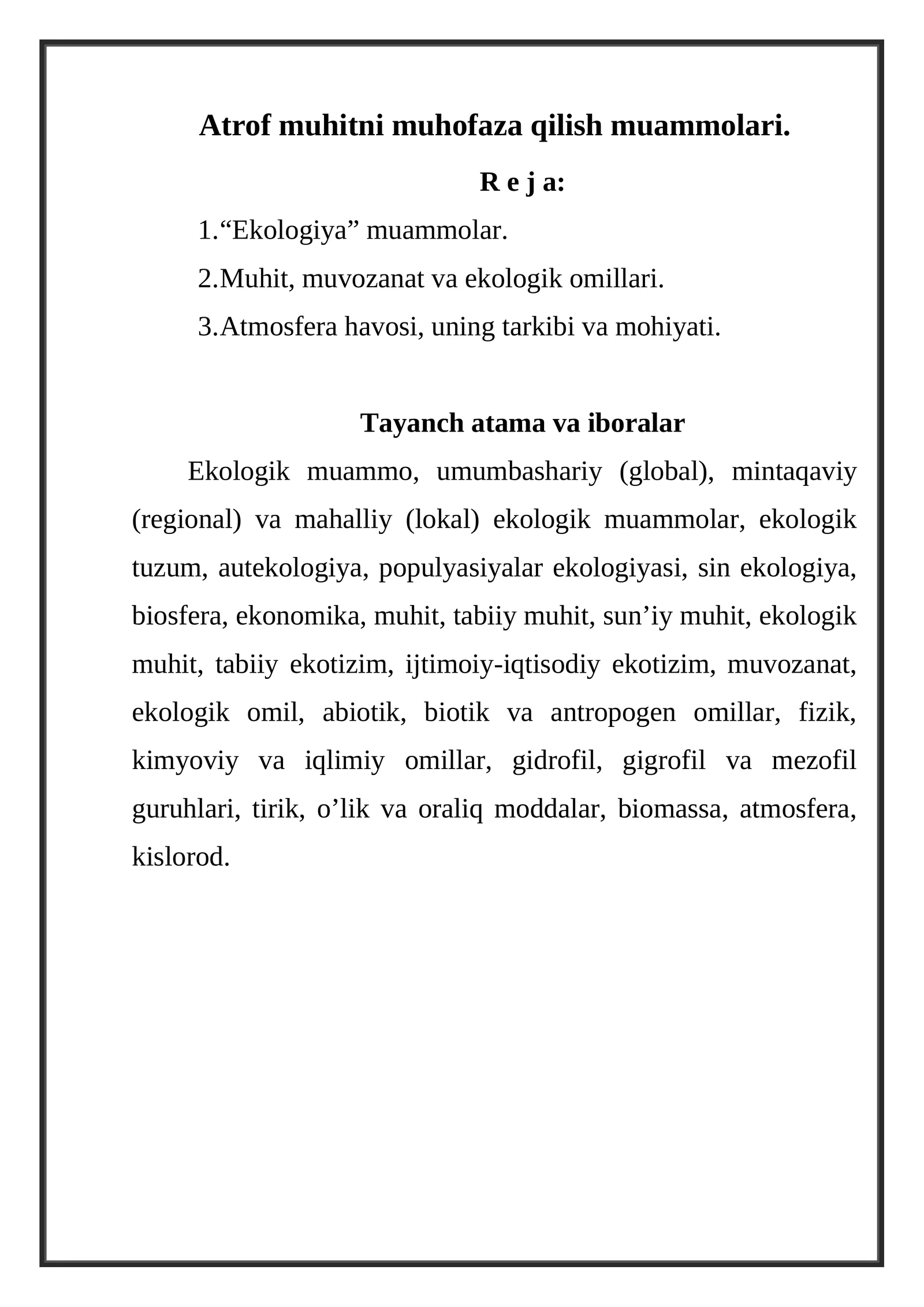 Ekologik muammolar 1