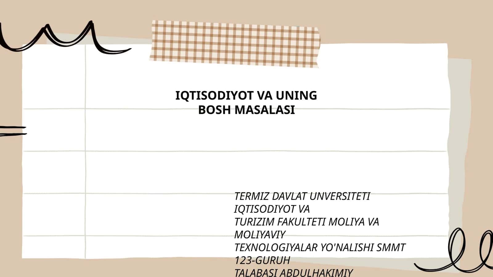 IQTISODIYOT VA UNING BOSH MASALASI 1