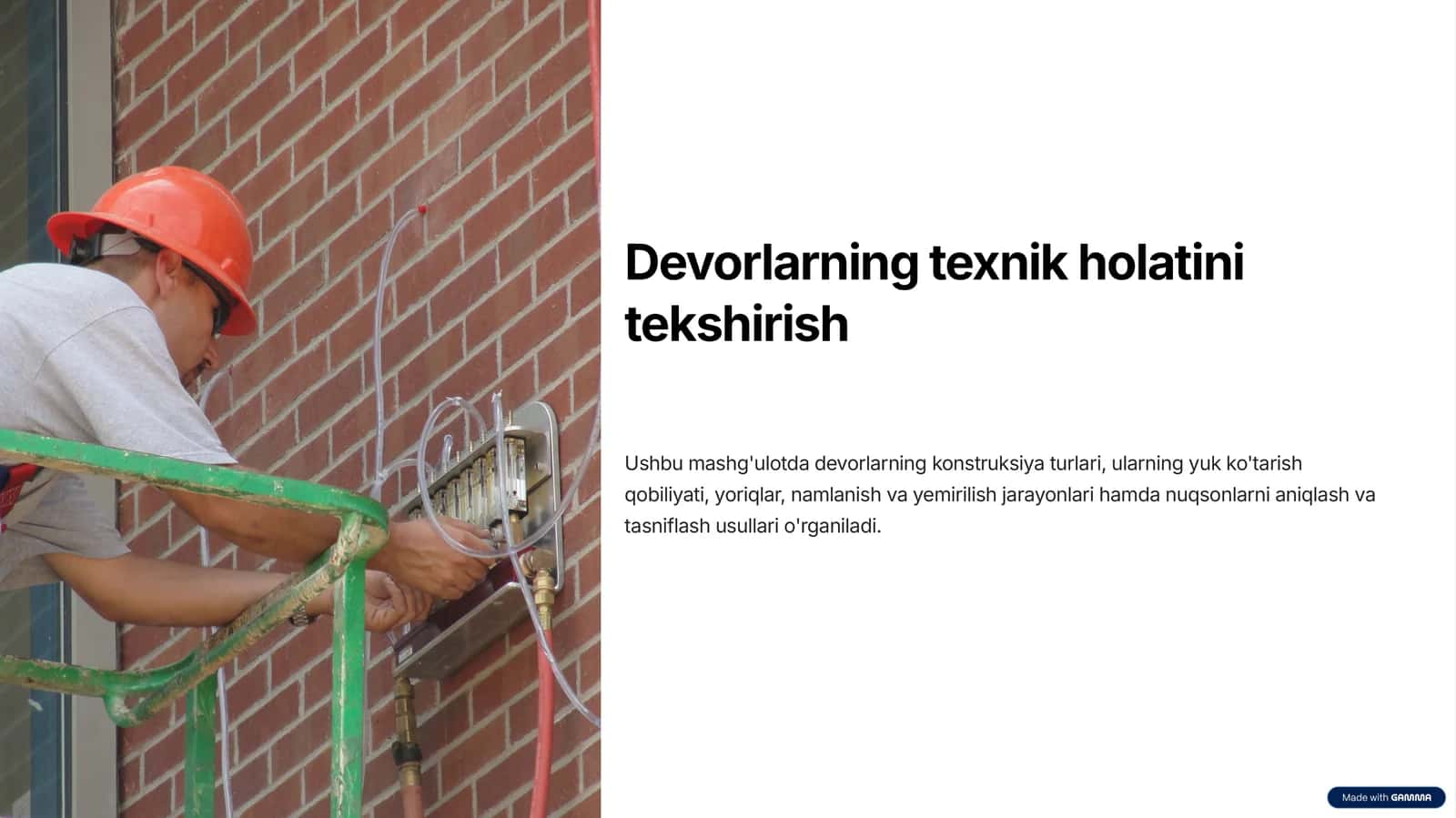 Devorlarning texnik holatini tekshirish.pptx 1