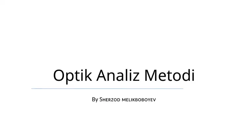 Optik Analiz Metodi 1