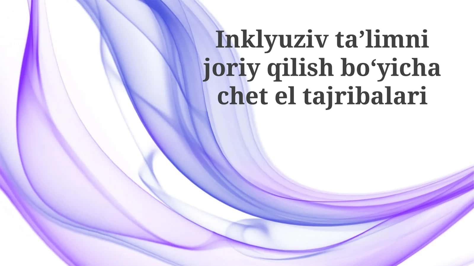 Inklyuziv ta'limni joriy etishdagi Chet el Tajribalari 1