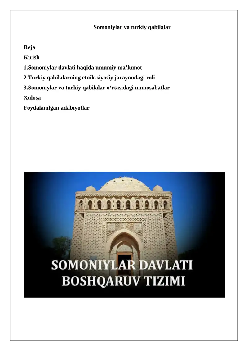 Somoniylar va Turkiy qabilalar 1