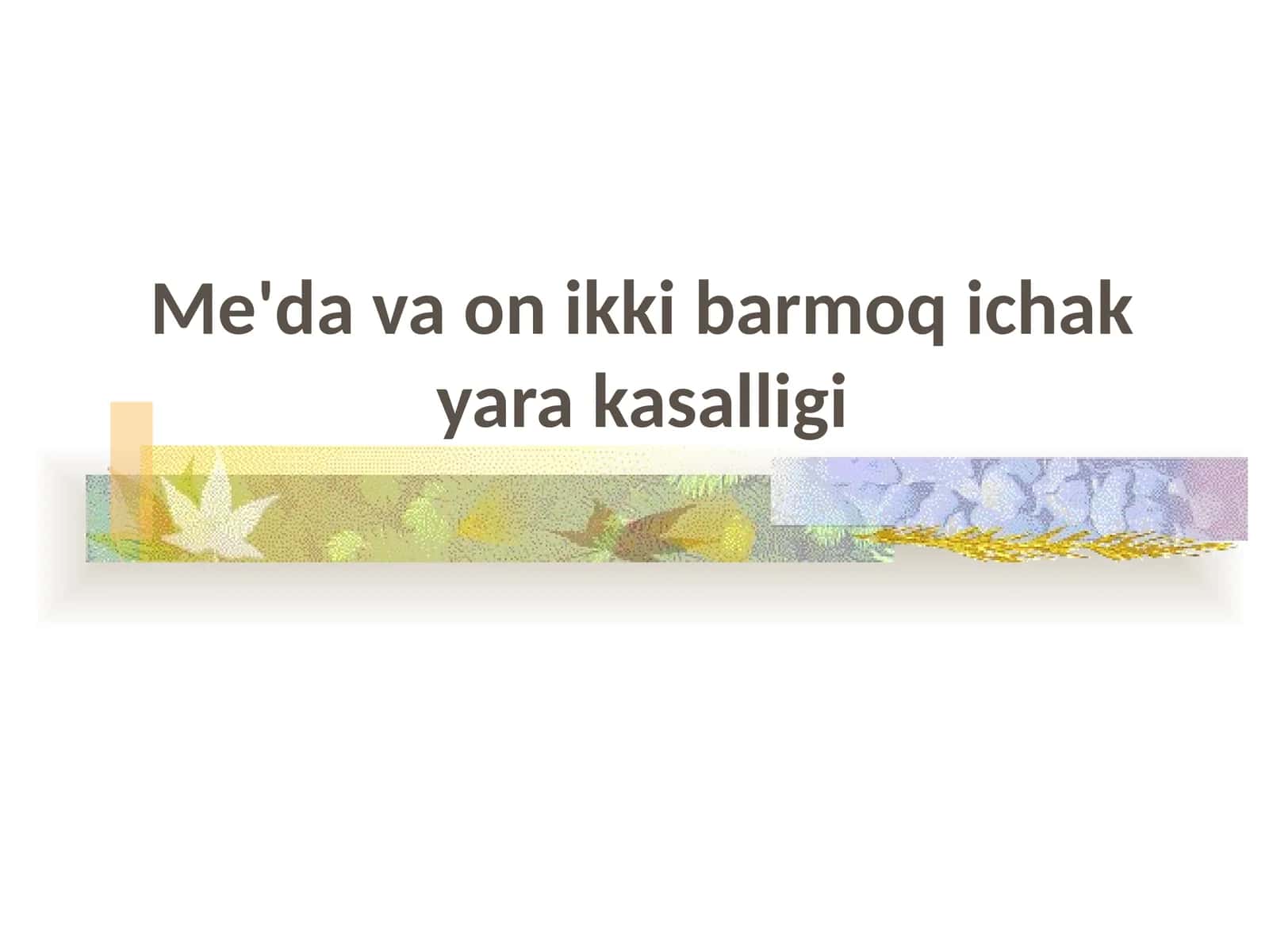 Me'da va o'n ikki barmoq ichak yara kasalligi 1