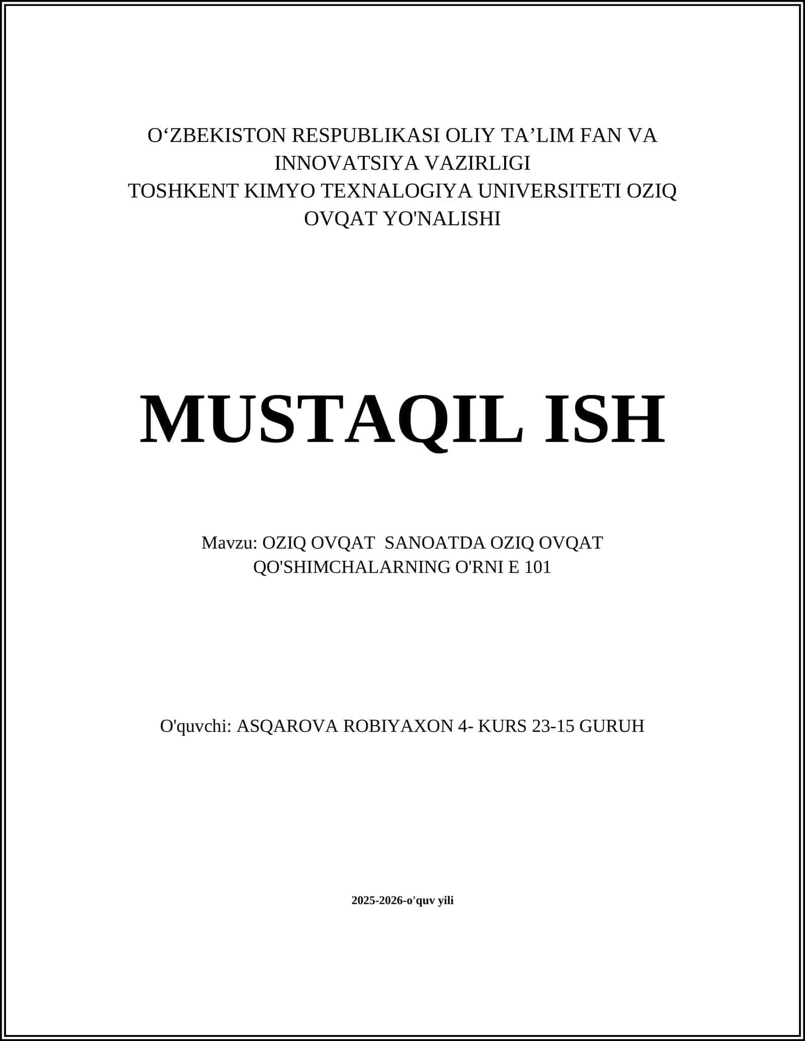 Oziq-ovqat qo'shimchalarining ta'rifi va tasnifi 1