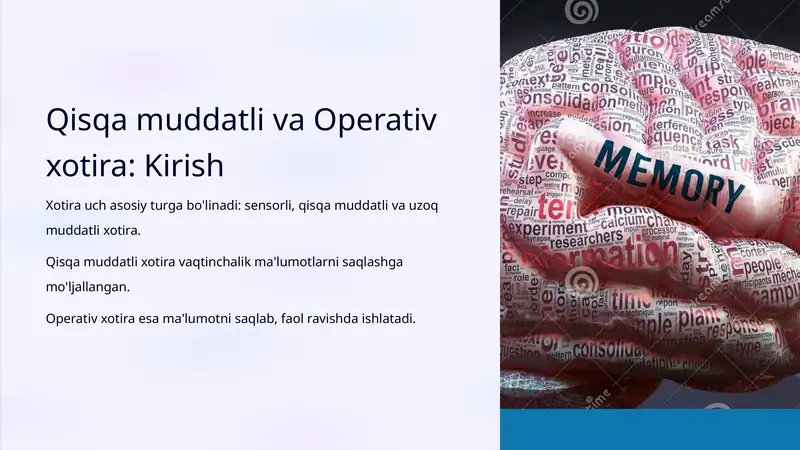 Qisqa muddatli va Operativ xotira 1