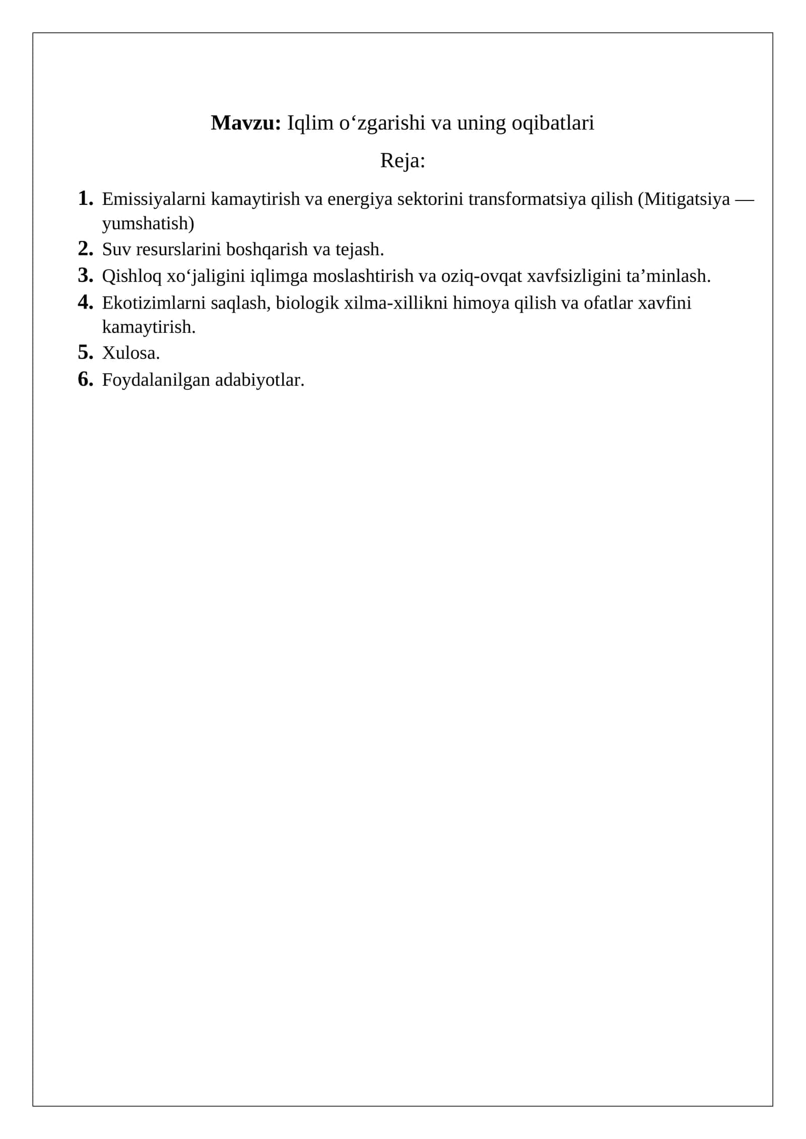 Iqlim o‘zgarishi va uning oqibatlari 1