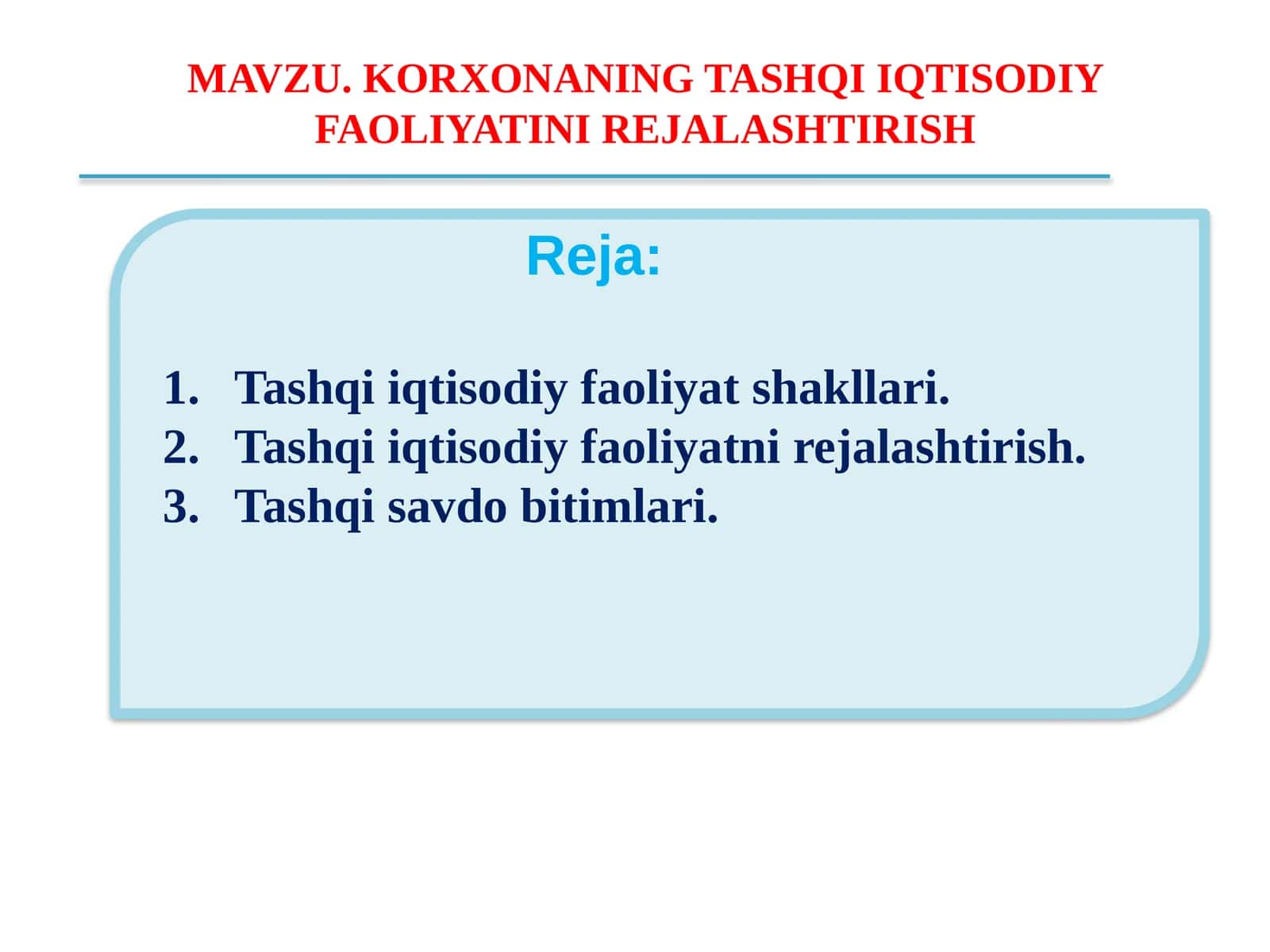Tashqiiqtisodiy faoliyat shakllari 1