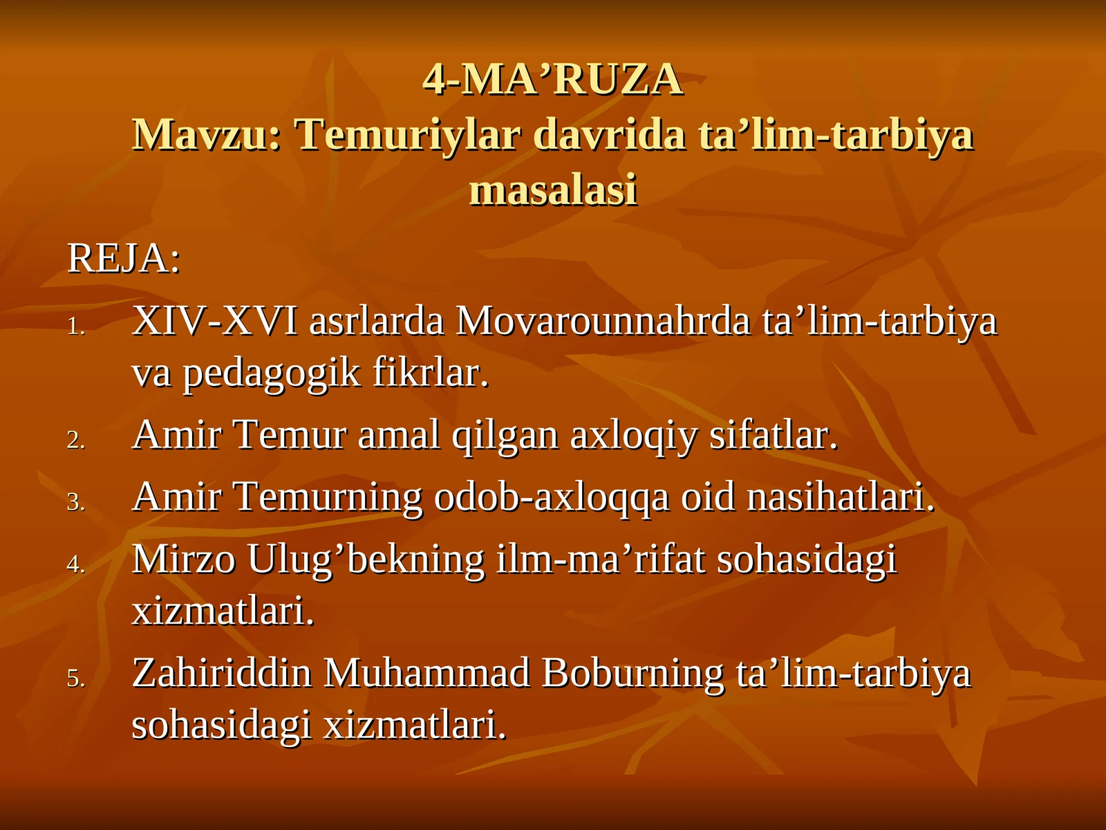 Temuriylar davrida ta’lim-tarbiya masalasi 1