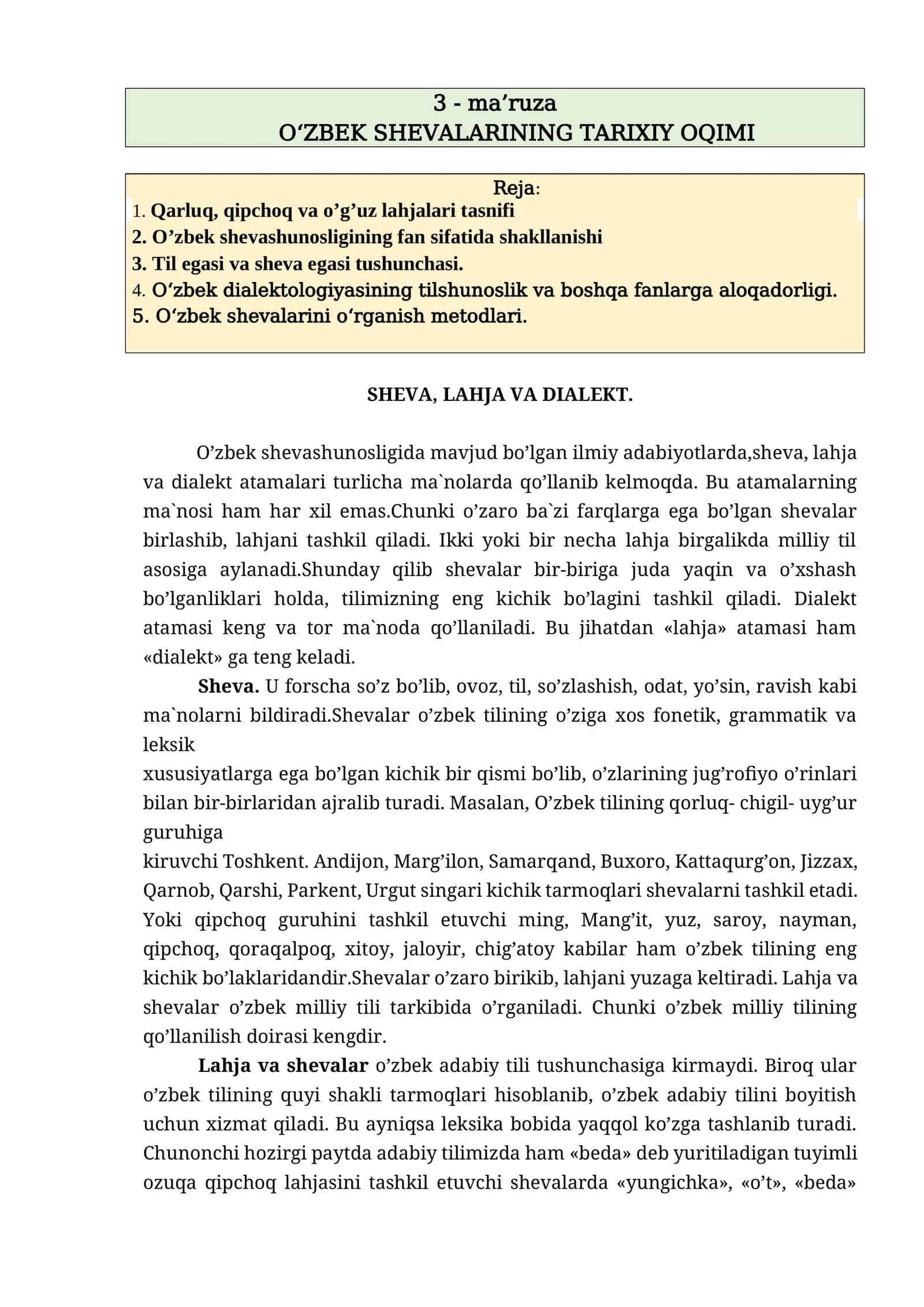 O‘ZBEK SHEVALARINING TARIXIY OQIMI 1
