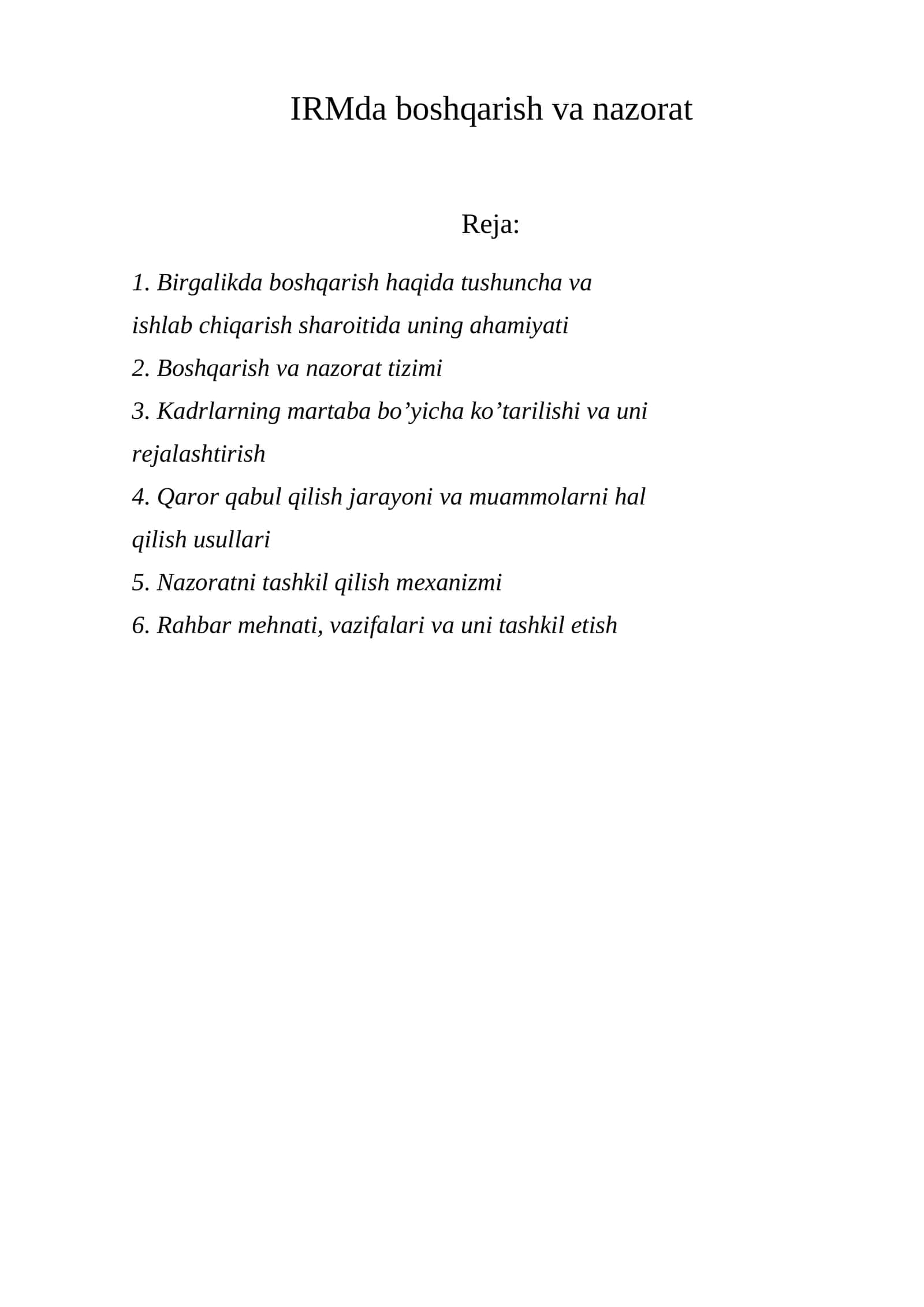 BIRGALIKDA BOSHQARISH HAQIDA TUSHUNCHA VA ISHLAB CHIQARISH SHAROITIDA UNING AHAMIYATI 1