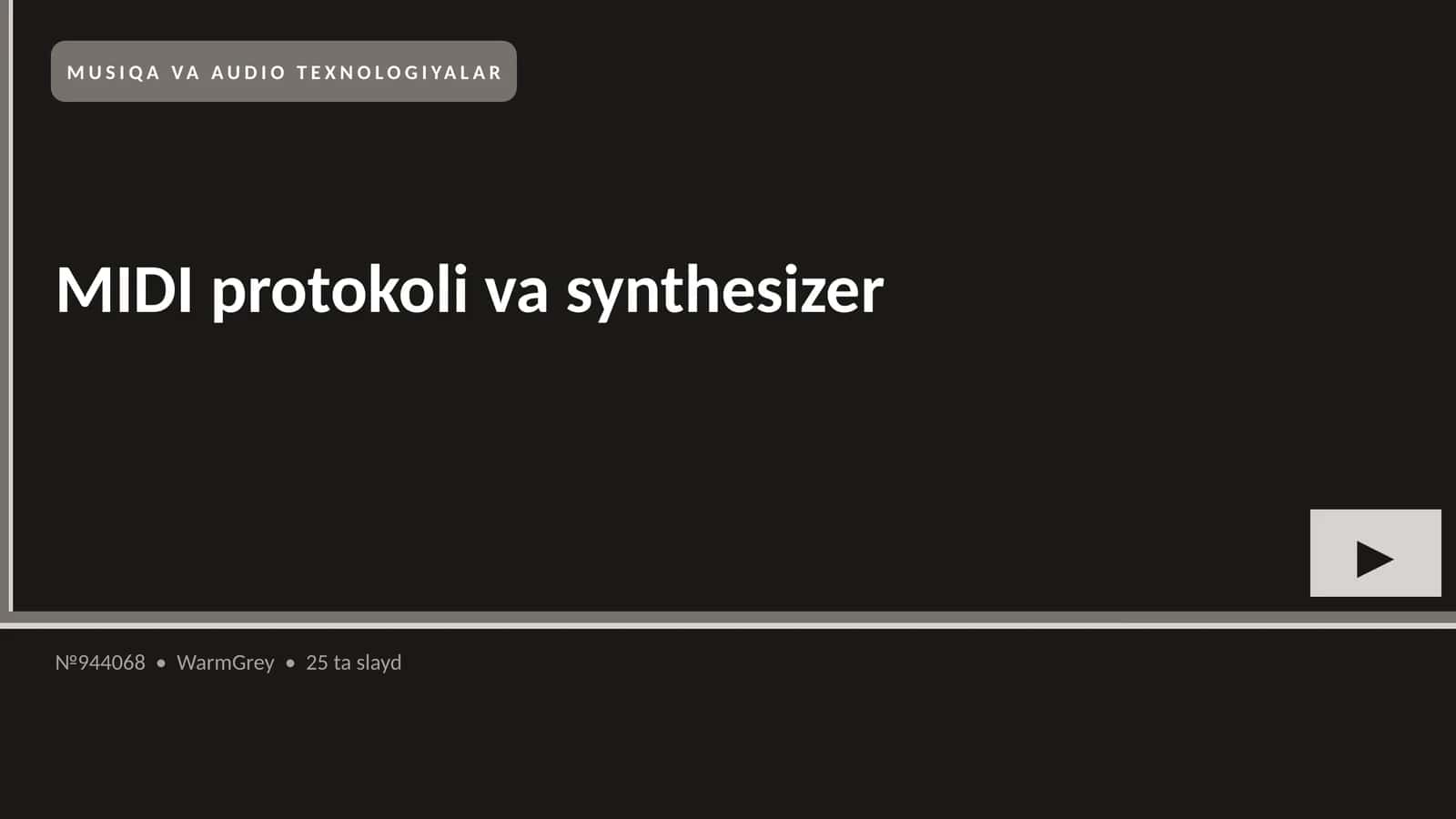 MUSIQA VA AUDIO TEXNOLOGIYALAR 1