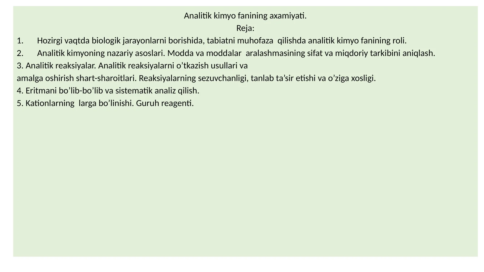 Analitik kimyo fanining axamiyati 1