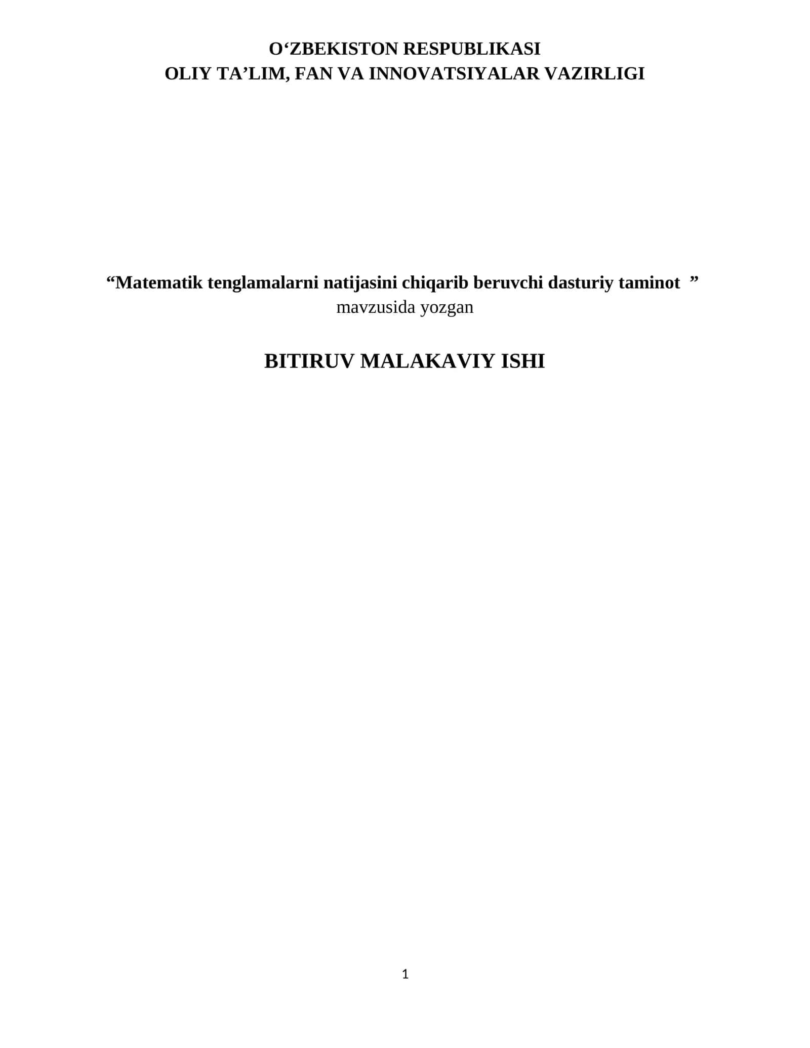 Matematik tenglamalarni natijasini chiqarib beruvchi dasturiy taminot 1