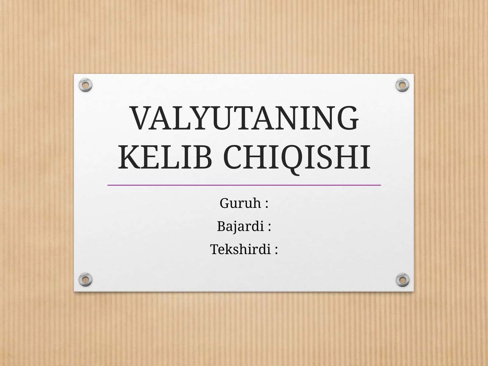 Valyutaning Kelib Chiqishi 1