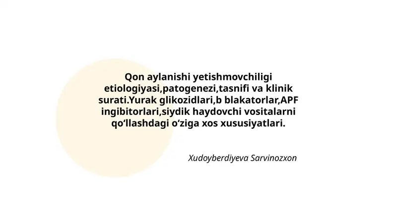 Qon aylanishi yetishmovchiligi etiologiyasi 1