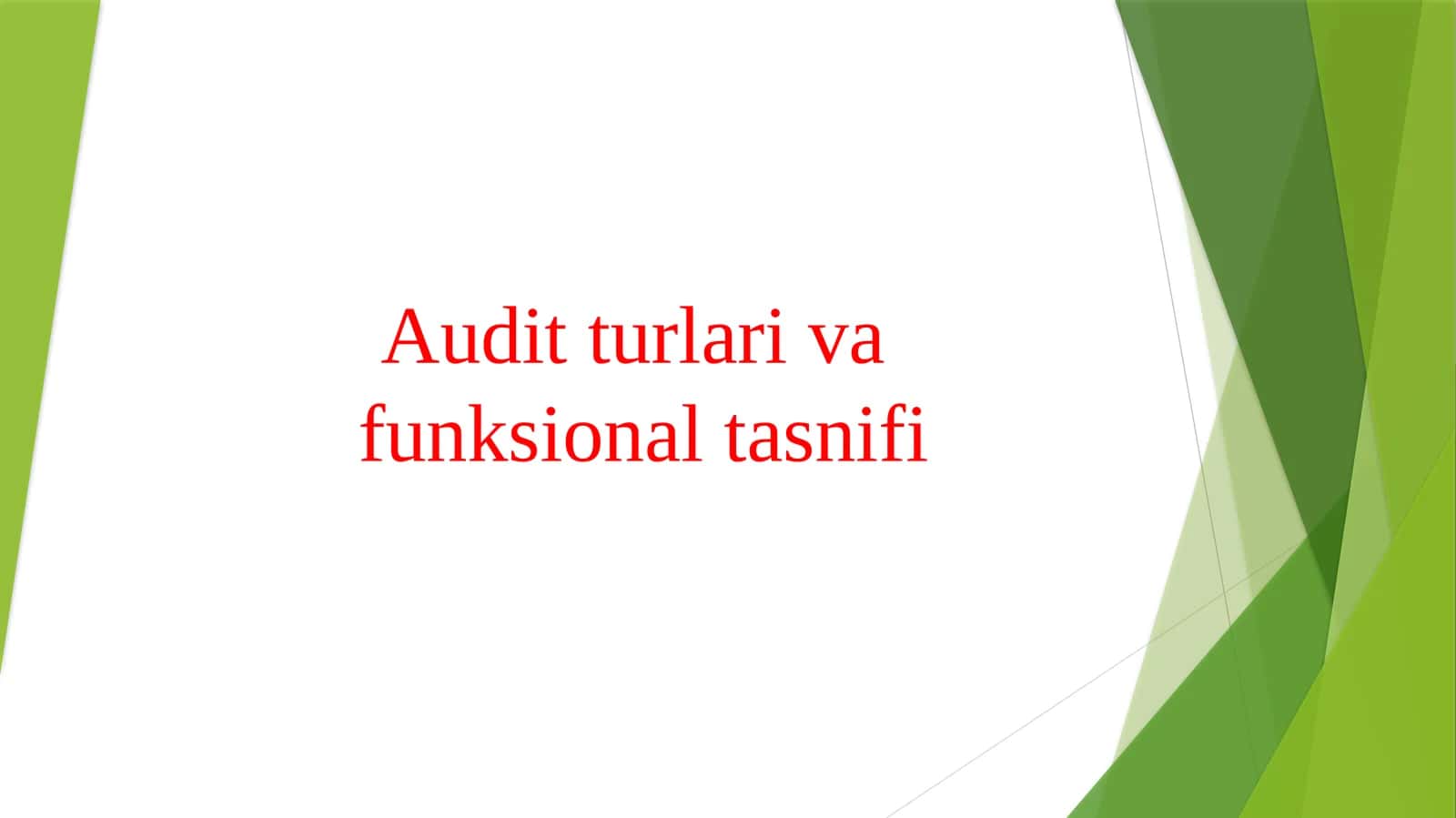 Audit turlari va funksional tasnifi 1