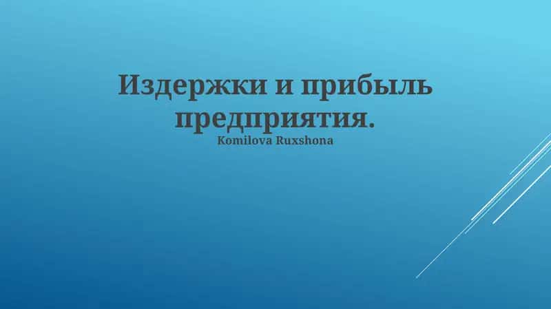 Издержки и прибыль предприятия 1