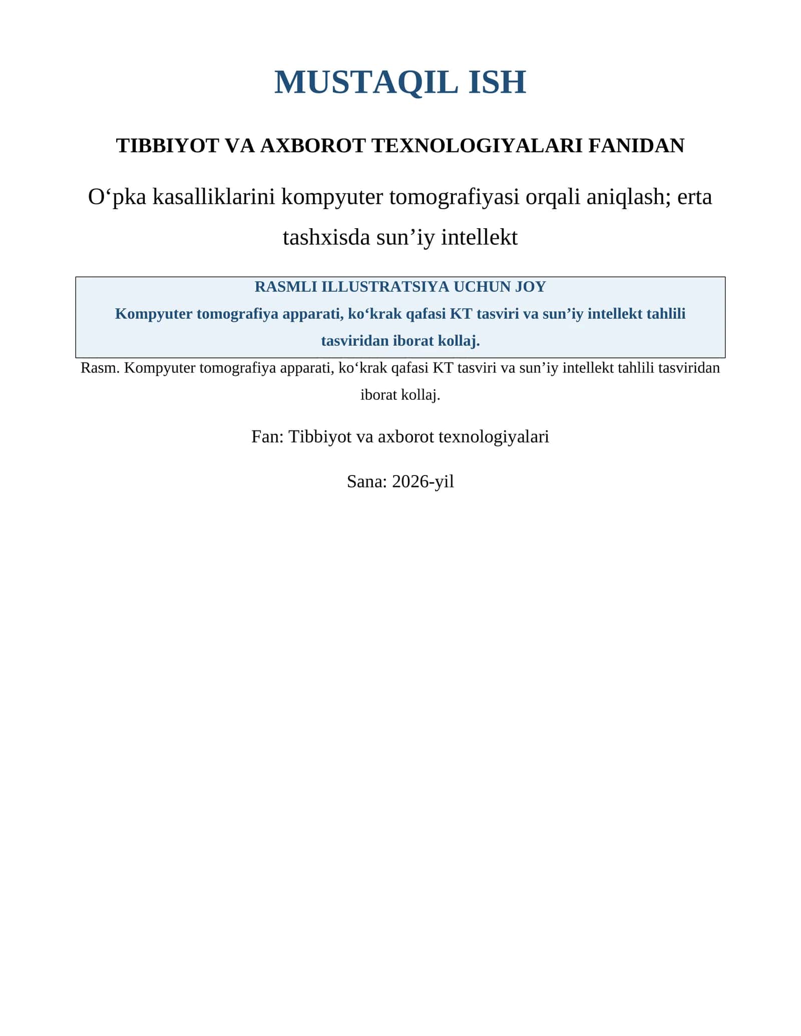 TIBBIYOT VA AXBOROT TEXNOLOGIYALARI FANIDAN 1