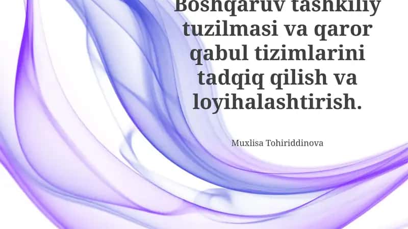 Boshqaruv tashkiliy tuzilmasi va qaror qabul tizimlarini tadqiq qilish va loyihalashtirish 1