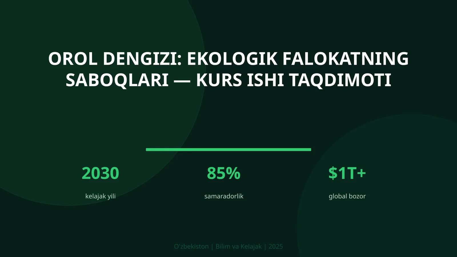 Orol dengizi: Ekologik falokatning saboqlari — kurs ishi taqdimoti 1