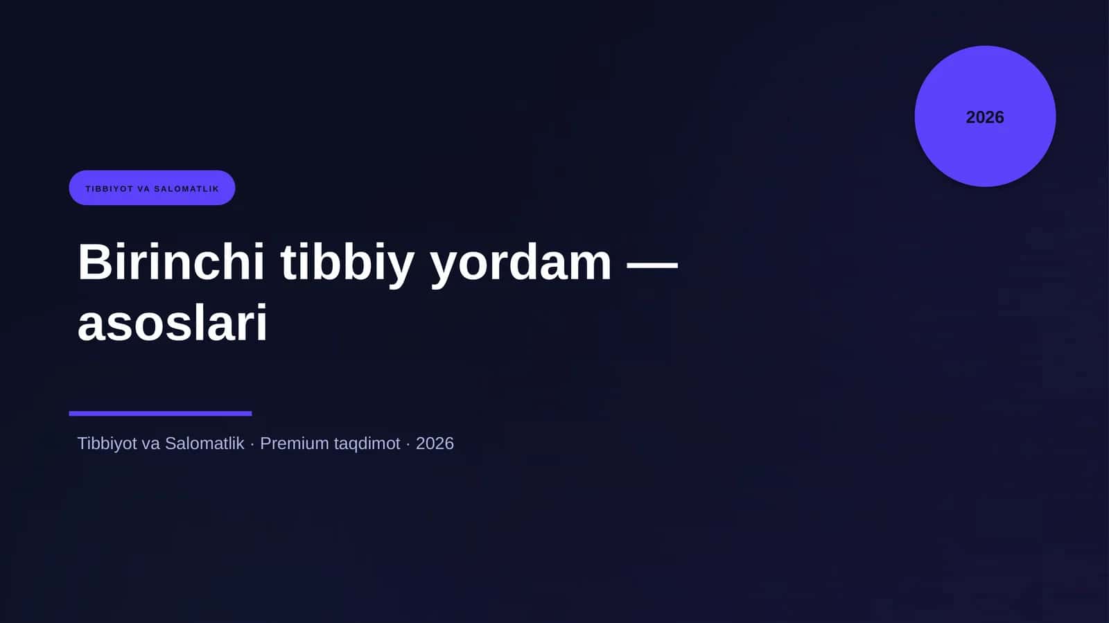 Birinchi tibbiy yordam — asoslari 1