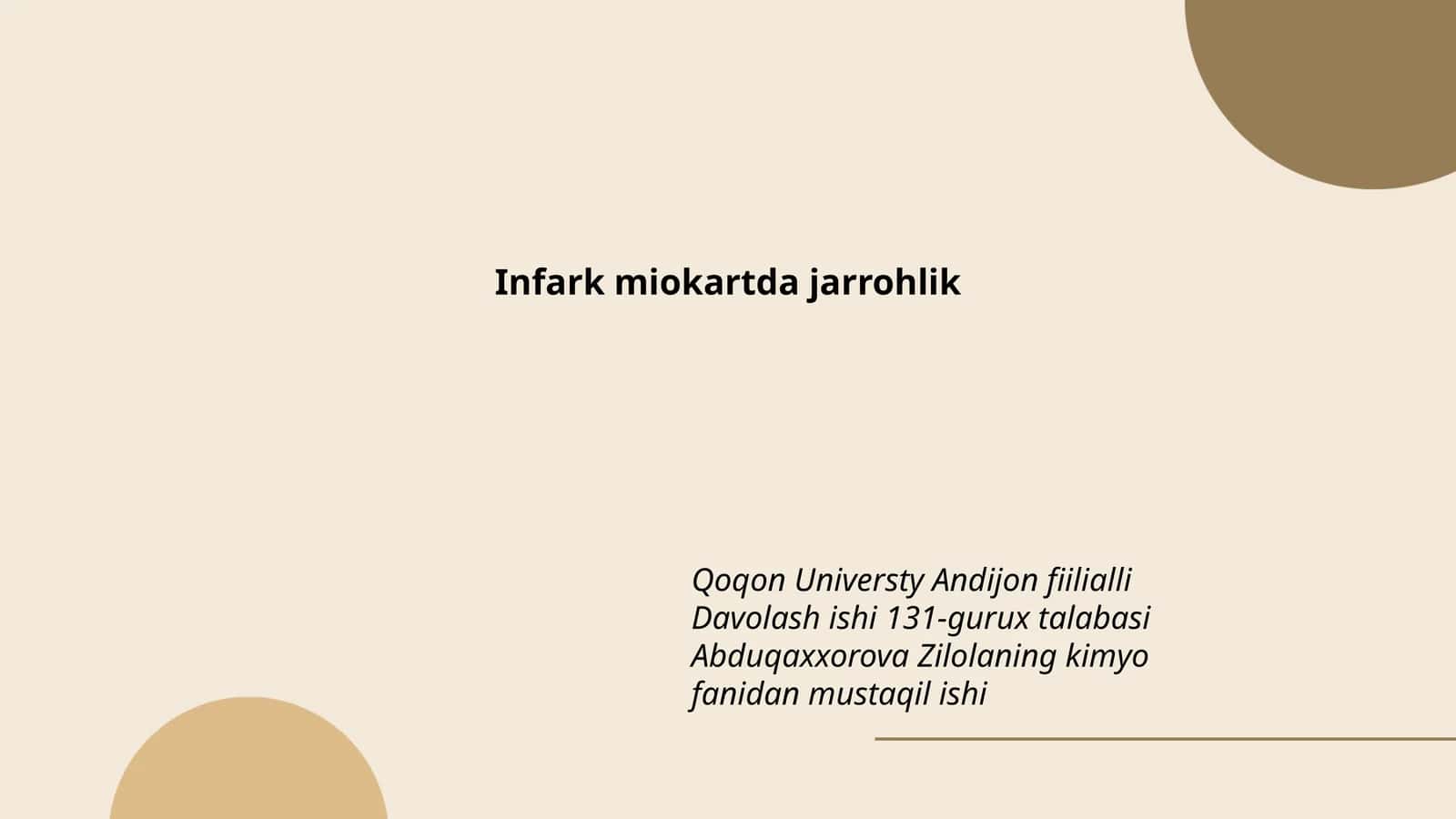 Infark miokartda jarrohlik 1