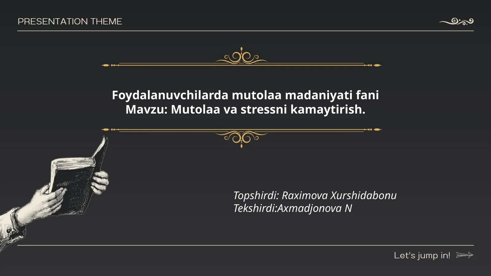 Foydalanuvchilarda mutolaa madaniyati fani 1